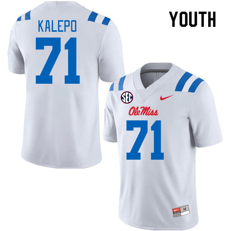 Youth #71 Nate Kalepo Ole Miss Rebels 2024 New Uniforms College Football Jerseys Stitched-White